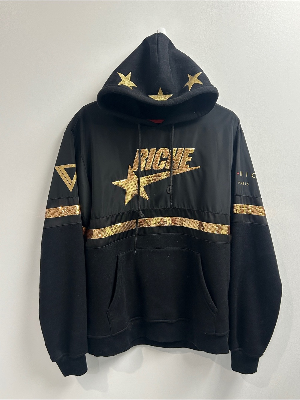 Vie + Riche Black Hoodie with Gold Star Graphics